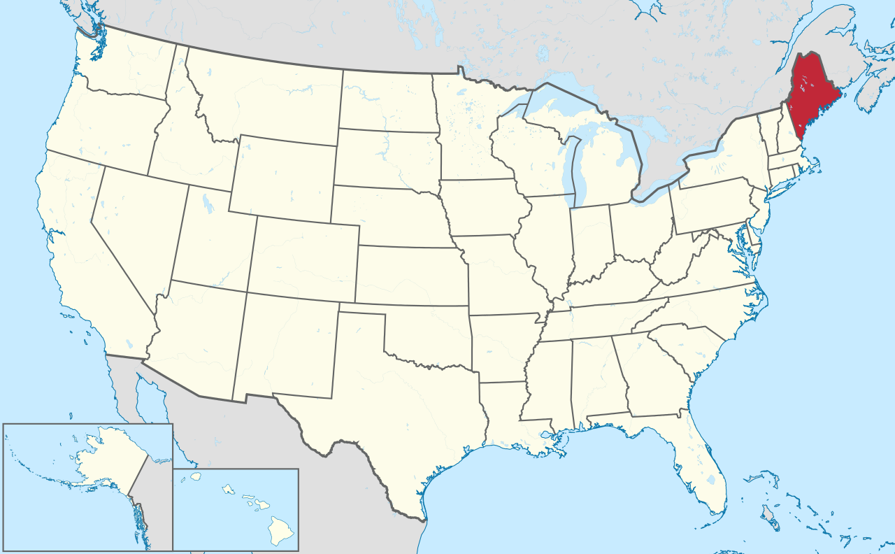 Map of the United States with Maine highlighted