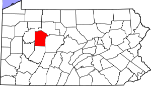 Map of Pennsylvania highlighting Jefferson County