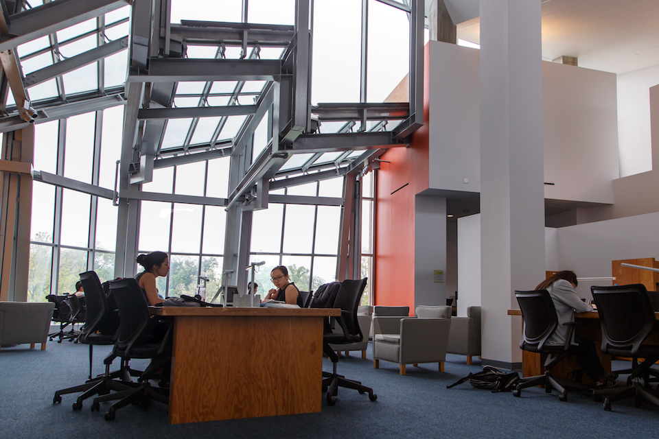 Students in the Lewis Science Library