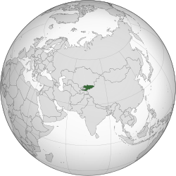 Location of Kyrgyzstan (green)