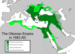 The Ottoman Empire at its greatest extent in Europe, under Sultan Mehmed IV