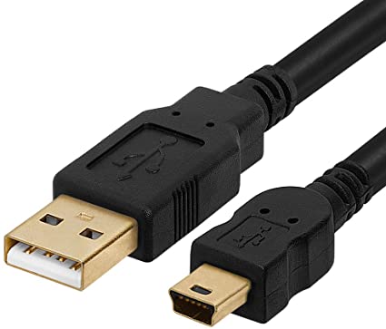 Amazon.com: Cmple - USB 2.0 Cable A to Mini B 5 Pin Male High Speed USB  Charger Data Cord Gold-Plated - 1.5 Feet Black: Computers & Accessories