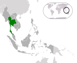 Location of Thailand (green) in Association of Southeast Asian Nations (dark grey)  –  [Legend]