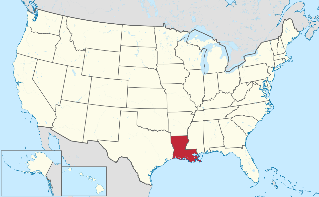 Map of the United States with Louisiana highlighted