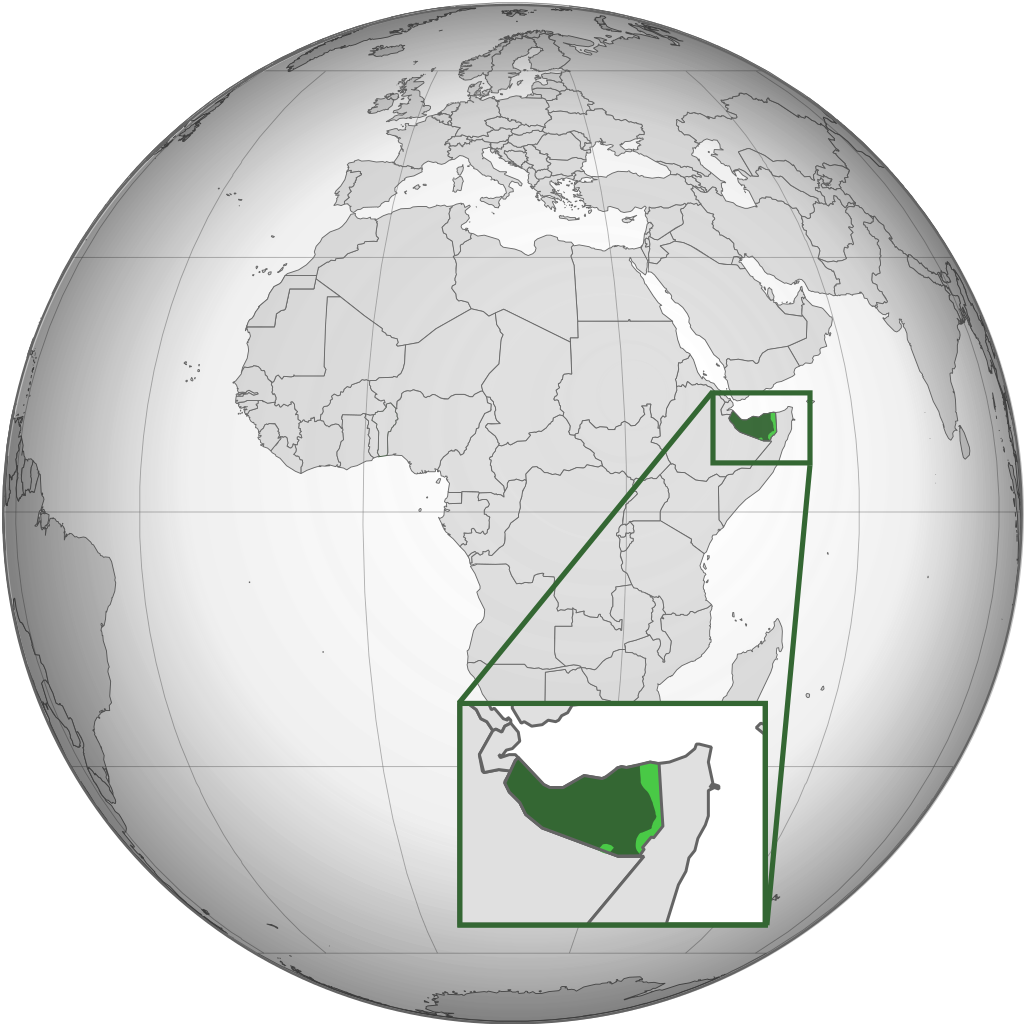 Controlled territory (dark green) and territory claimed but not controlled (light green)